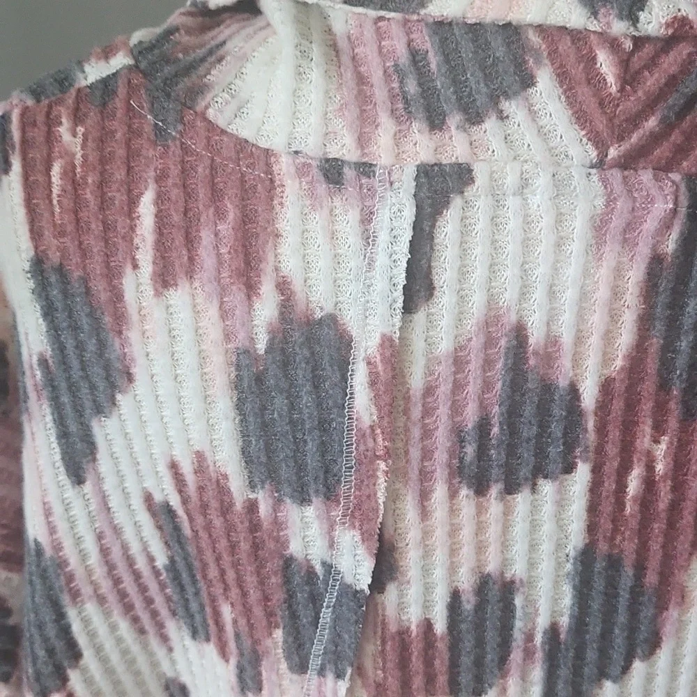 LuLaRoe Kristen Maroon, Pink, and Black Print Cowl Neck Blouse